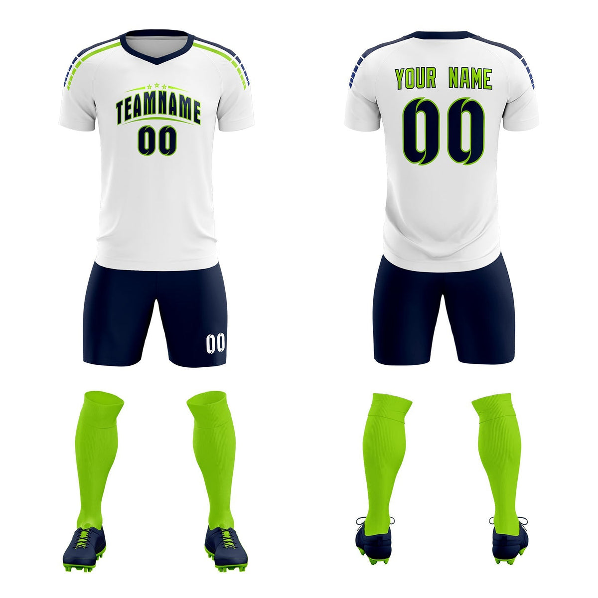 Custom White Raglan Shoulder Striped Football Kit Jersey