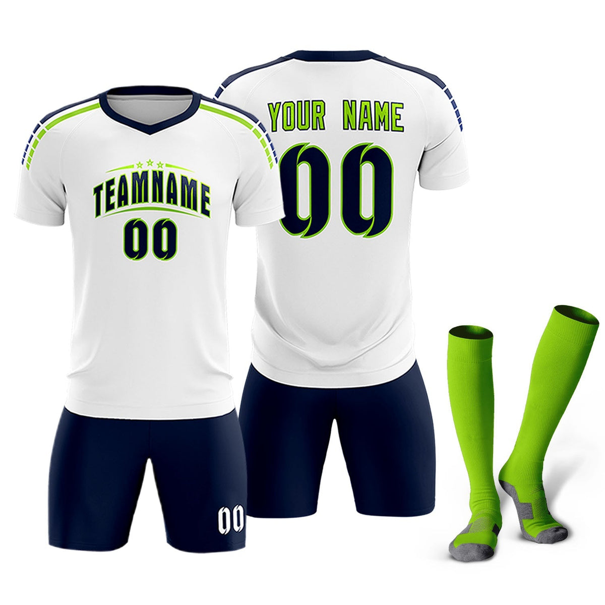 Custom White Raglan Shoulder Striped Football Kit Jersey