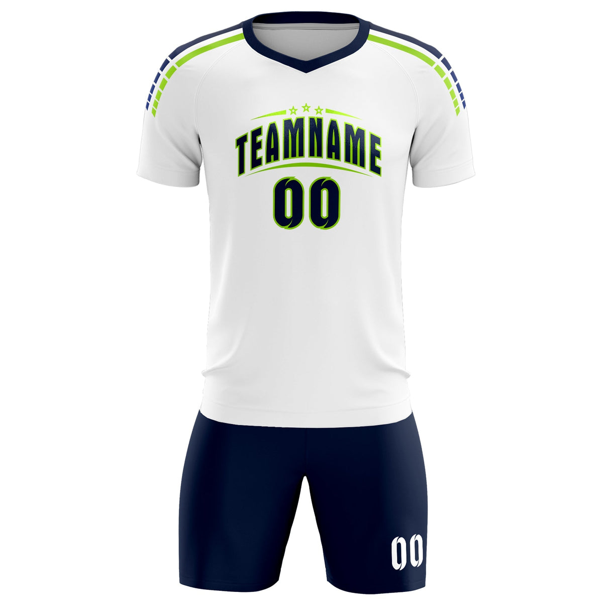 Custom White Raglan Shoulder Striped Football Kit Jersey