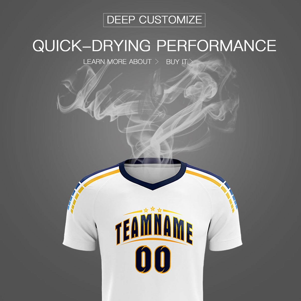 Custom White Raglan Shoulder Striped Football Kit Jersey