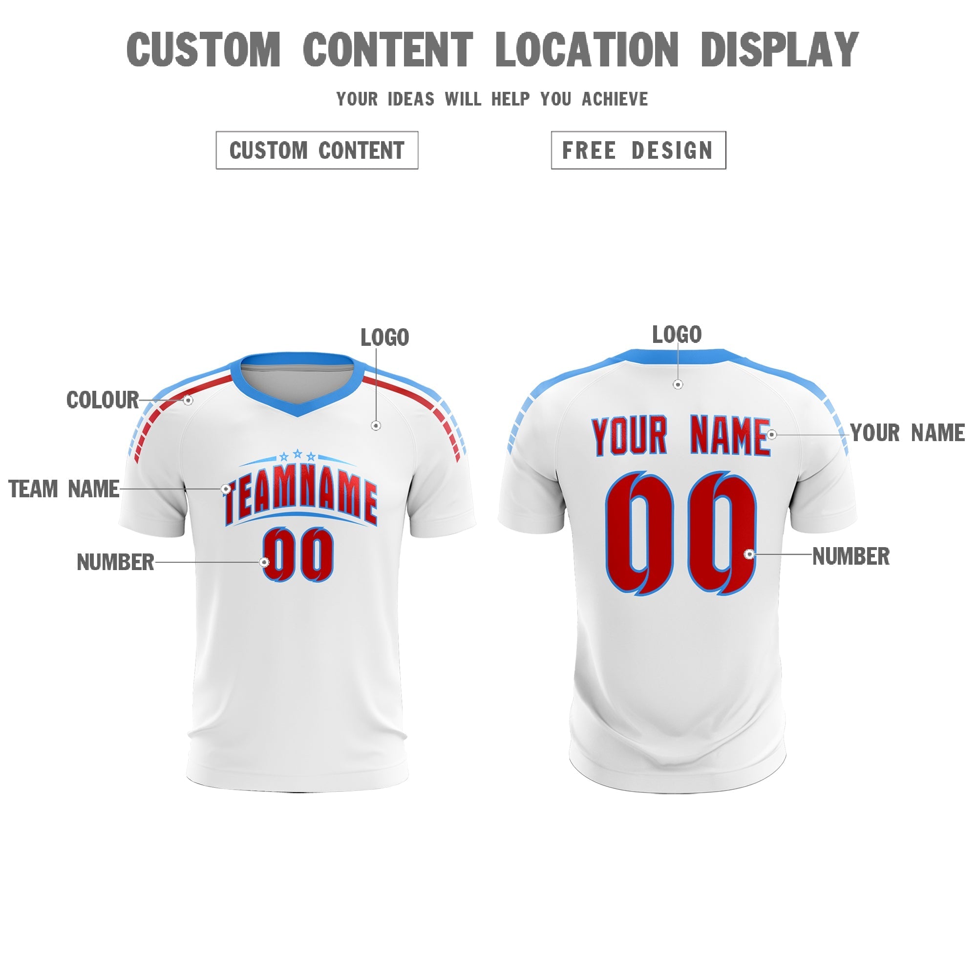 Custom White Raglan Shoulder Striped Football Kit Jersey