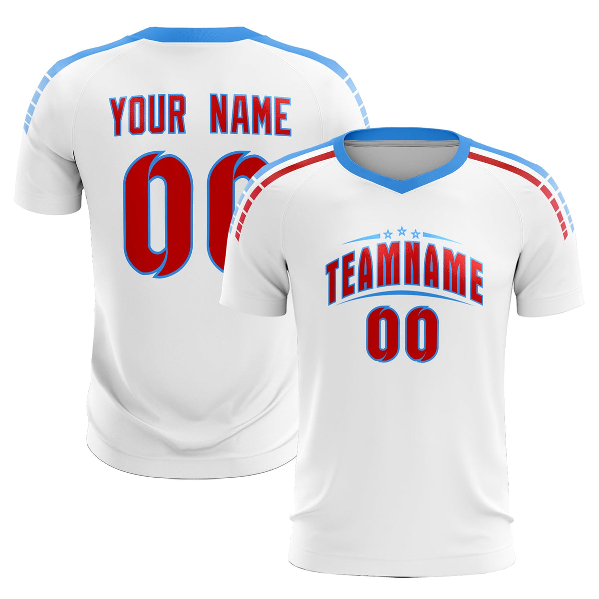 Custom White Raglan Shoulder Striped Football Kit Jersey