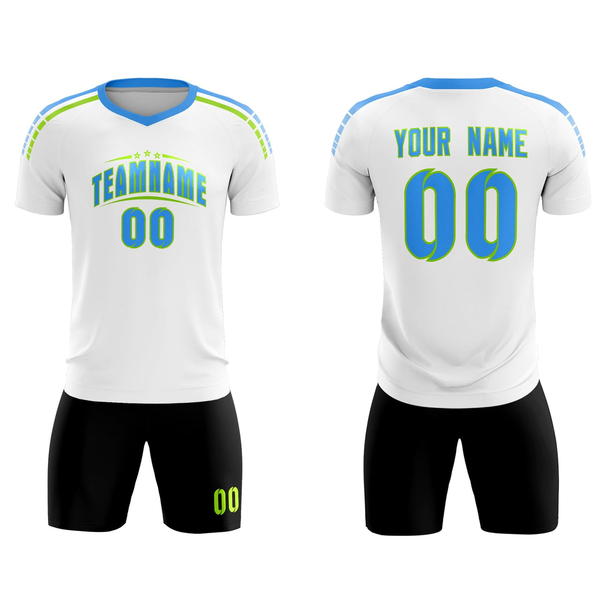 Custom White Raglan Shoulder Striped Football Kit Jersey