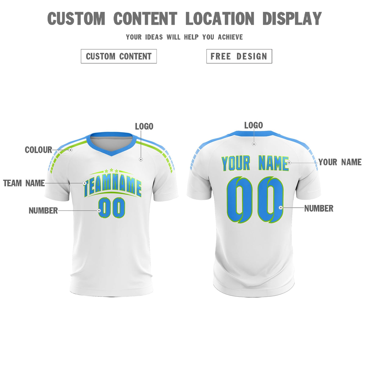 Custom White Raglan Shoulder Striped Football Kit Jersey