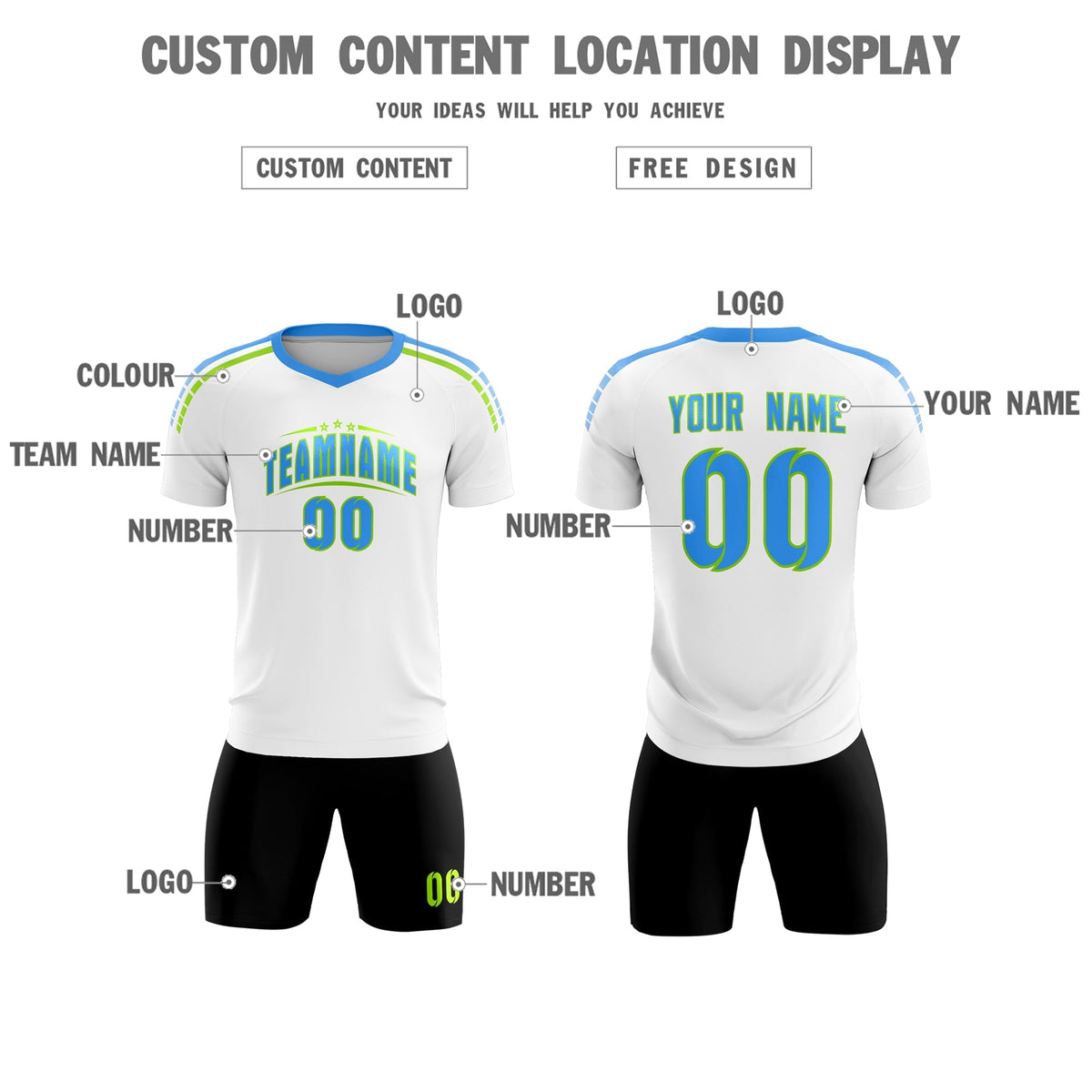Custom White Raglan Shoulder Striped Football Kit Jersey