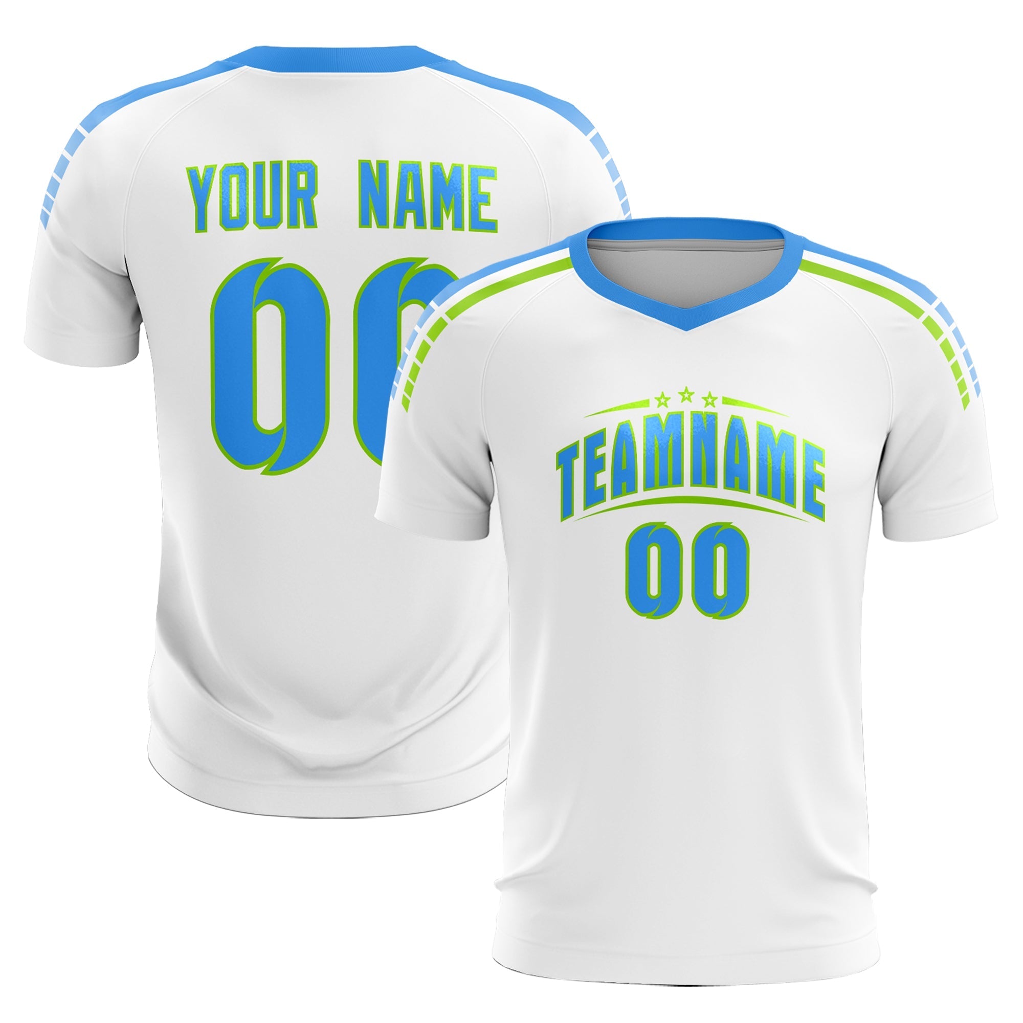 Custom White Raglan Shoulder Striped Football Kit Jersey