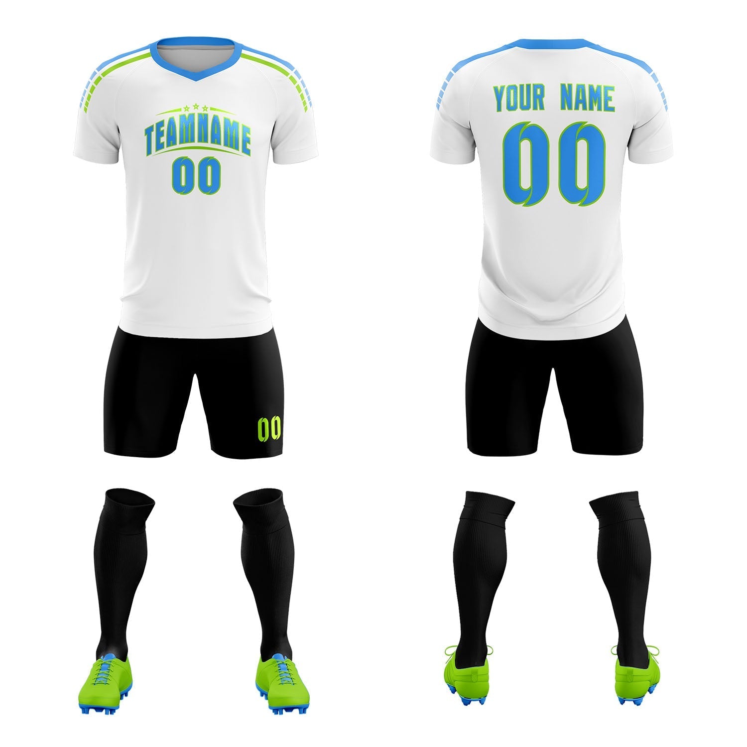 Custom White Raglan Shoulder Striped Football Kit Jersey