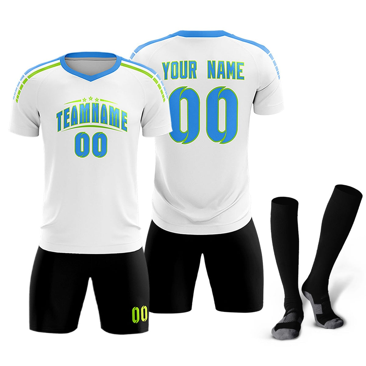 Custom White Raglan Shoulder Striped Football Kit Jersey