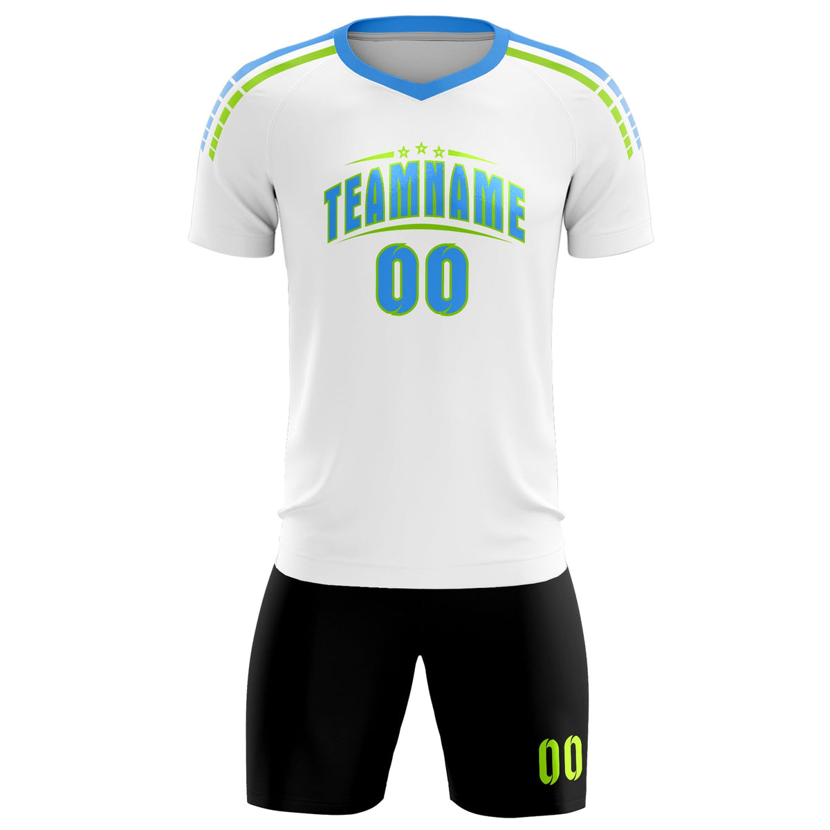Custom White Raglan Shoulder Striped Football Kit Jersey
