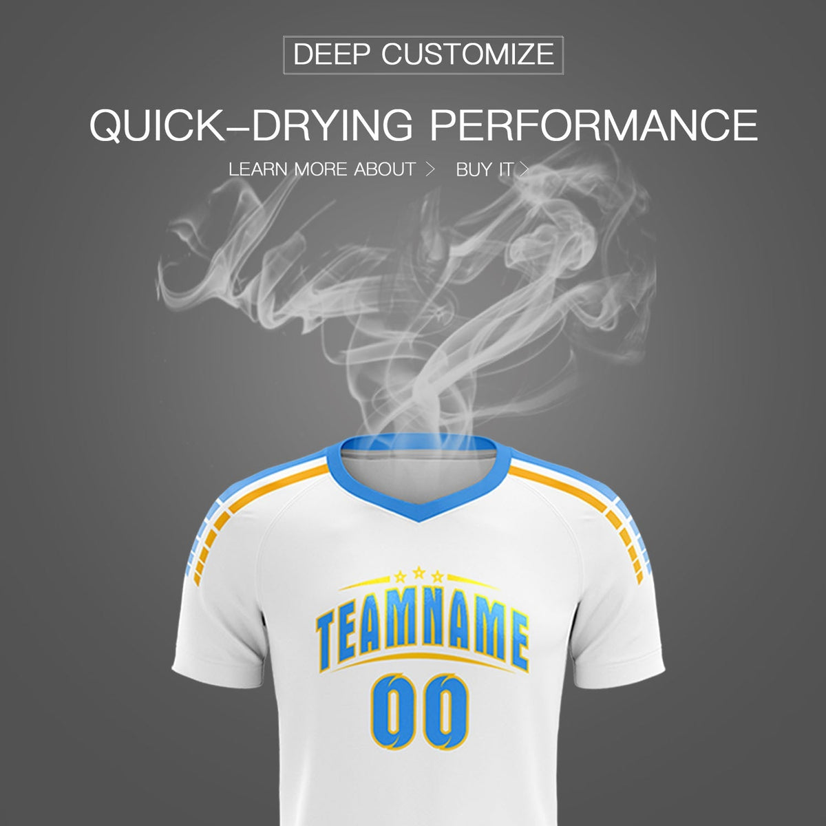 Custom White Raglan Shoulder Striped Football Kit Jersey