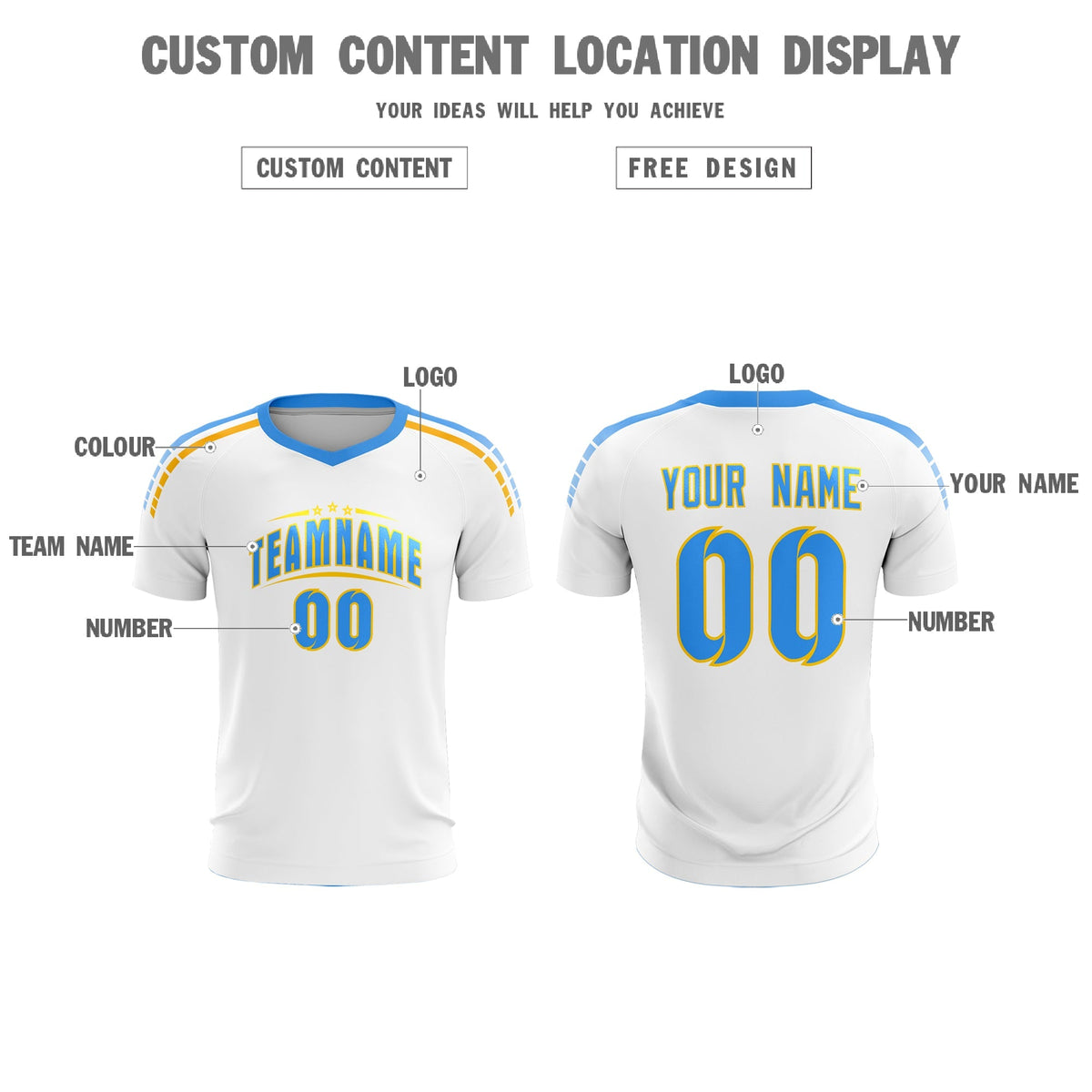 Custom White Raglan Shoulder Striped Football Kit Jersey