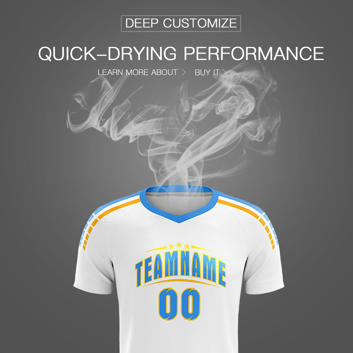 Custom White Raglan Shoulder Striped Football Kit Jersey