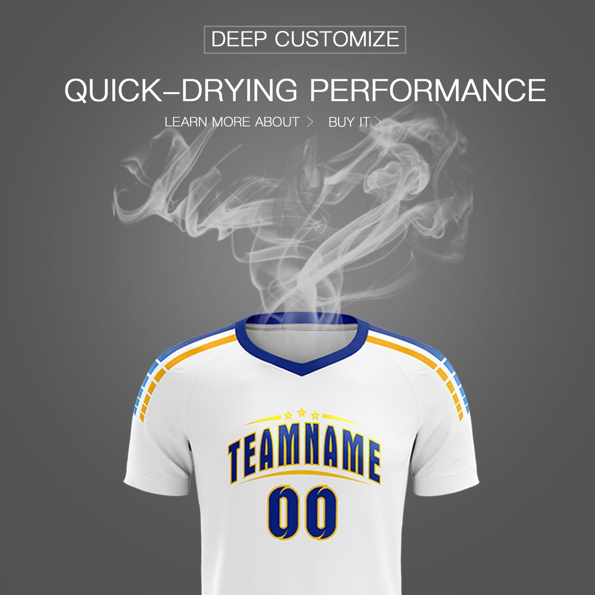 Custom White Raglan Shoulder Striped Football Kit Jersey