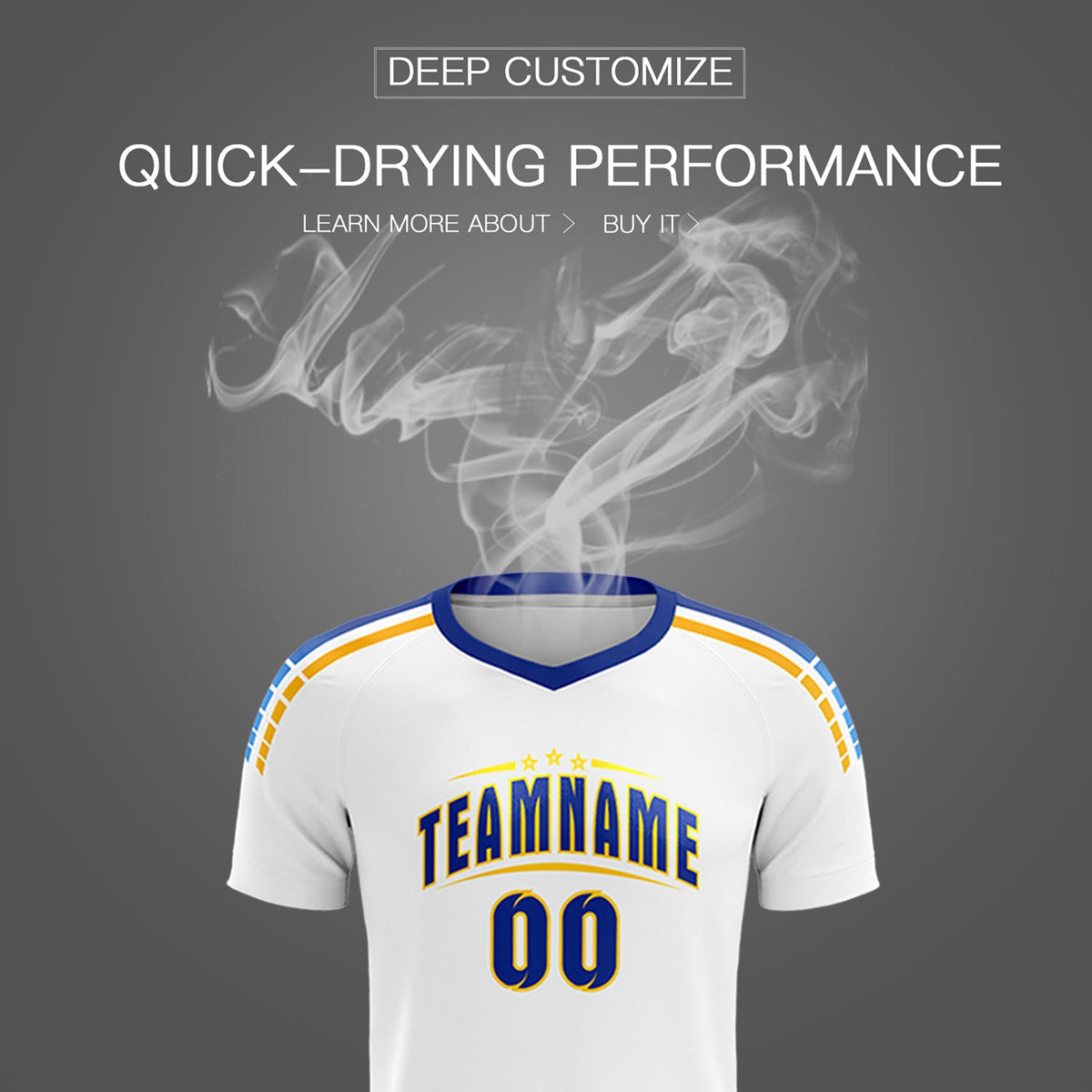 Custom White Raglan Shoulder Striped Football Kit Jersey