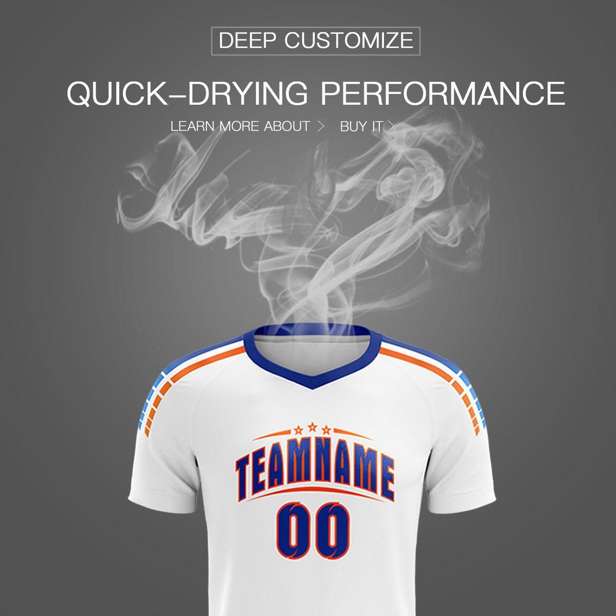 Custom White Raglan Shoulder Striped Football Kit Jersey