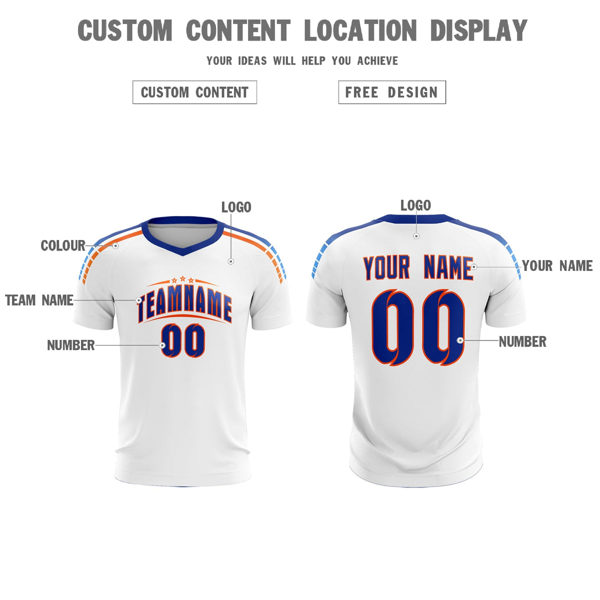 Custom White Raglan Shoulder Striped Football Kit Jersey
