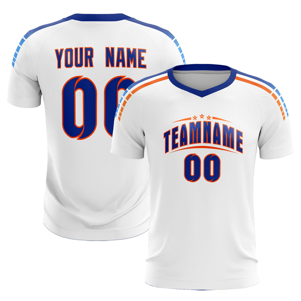 Custom White Raglan Shoulder Striped Football Kit Jersey