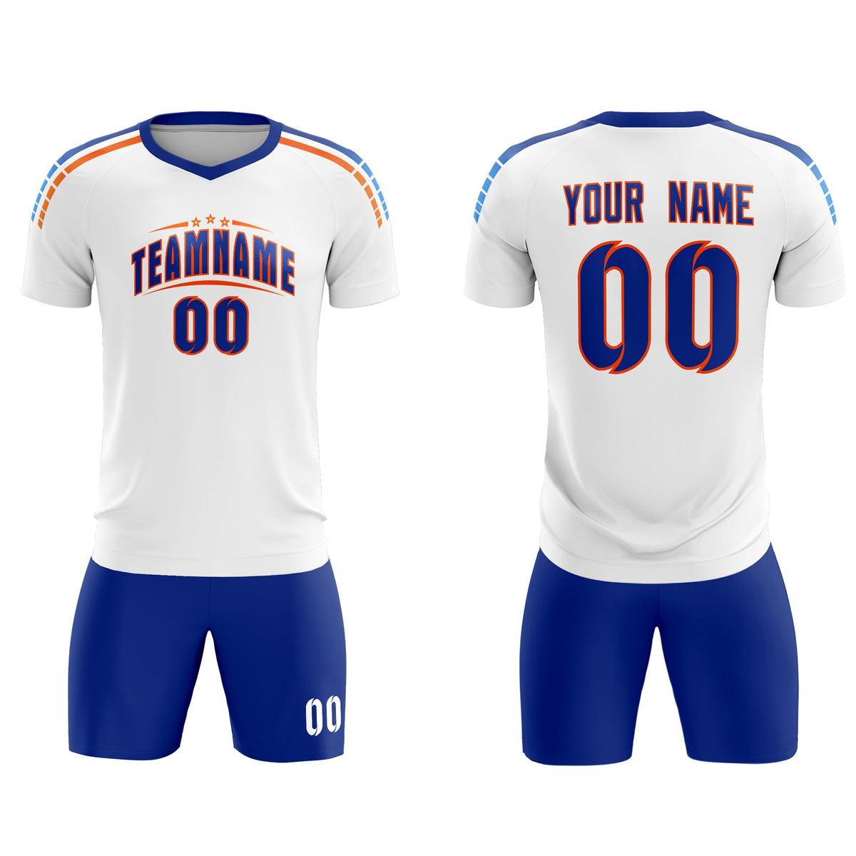 Custom White Raglan Shoulder Striped Football Kit Jersey
