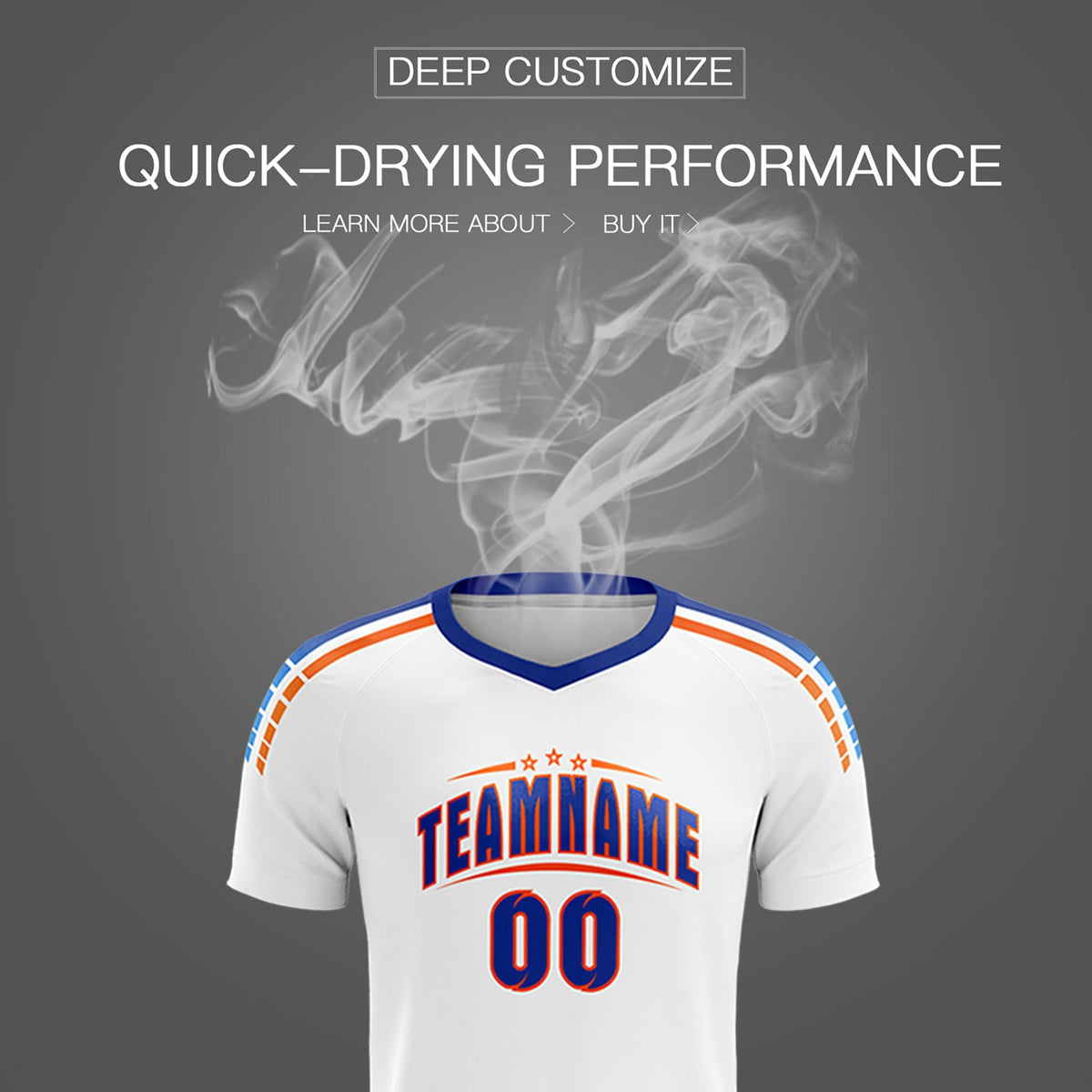 Custom White Raglan Shoulder Striped Football Kit Jersey