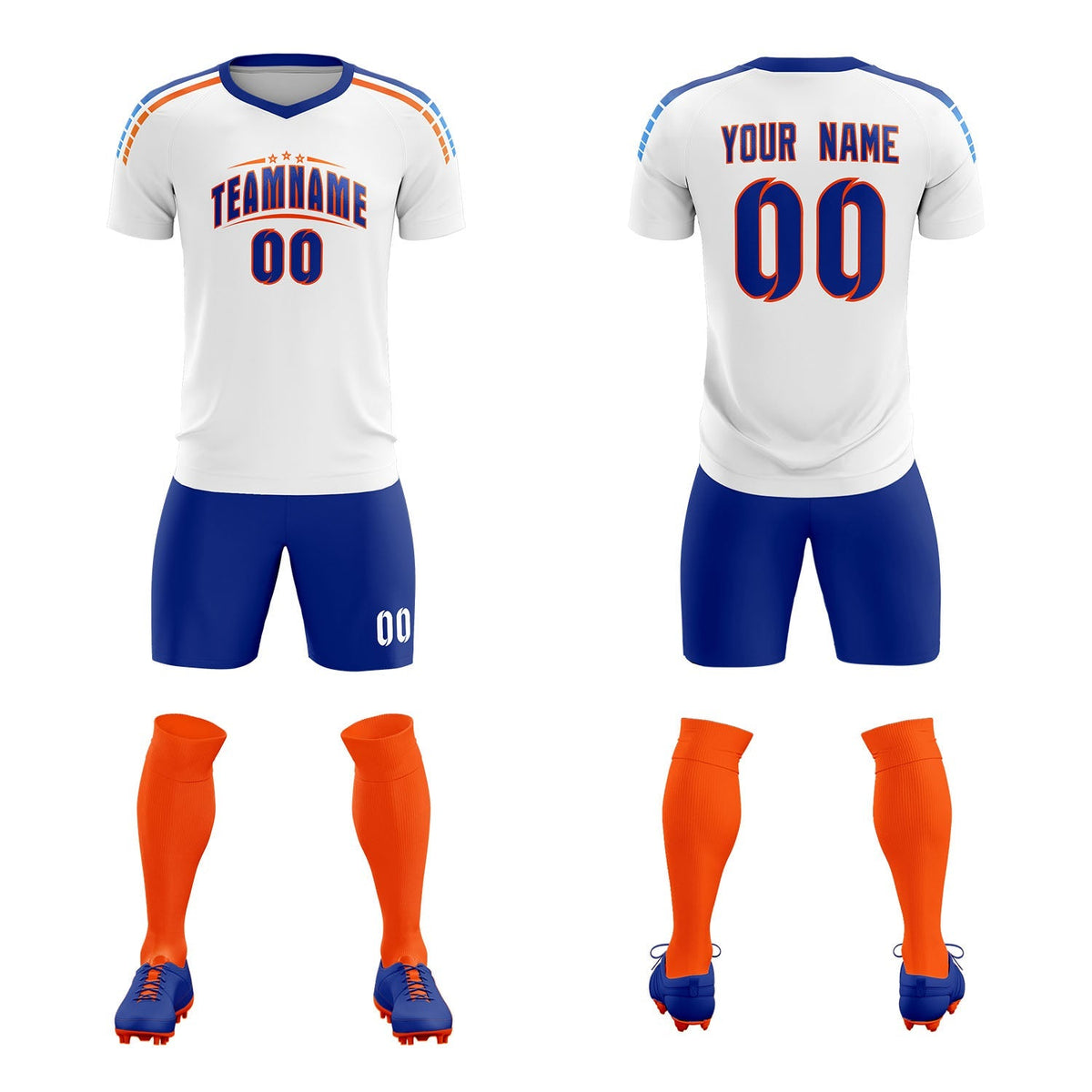 Custom White Raglan Shoulder Striped Football Kit Jersey