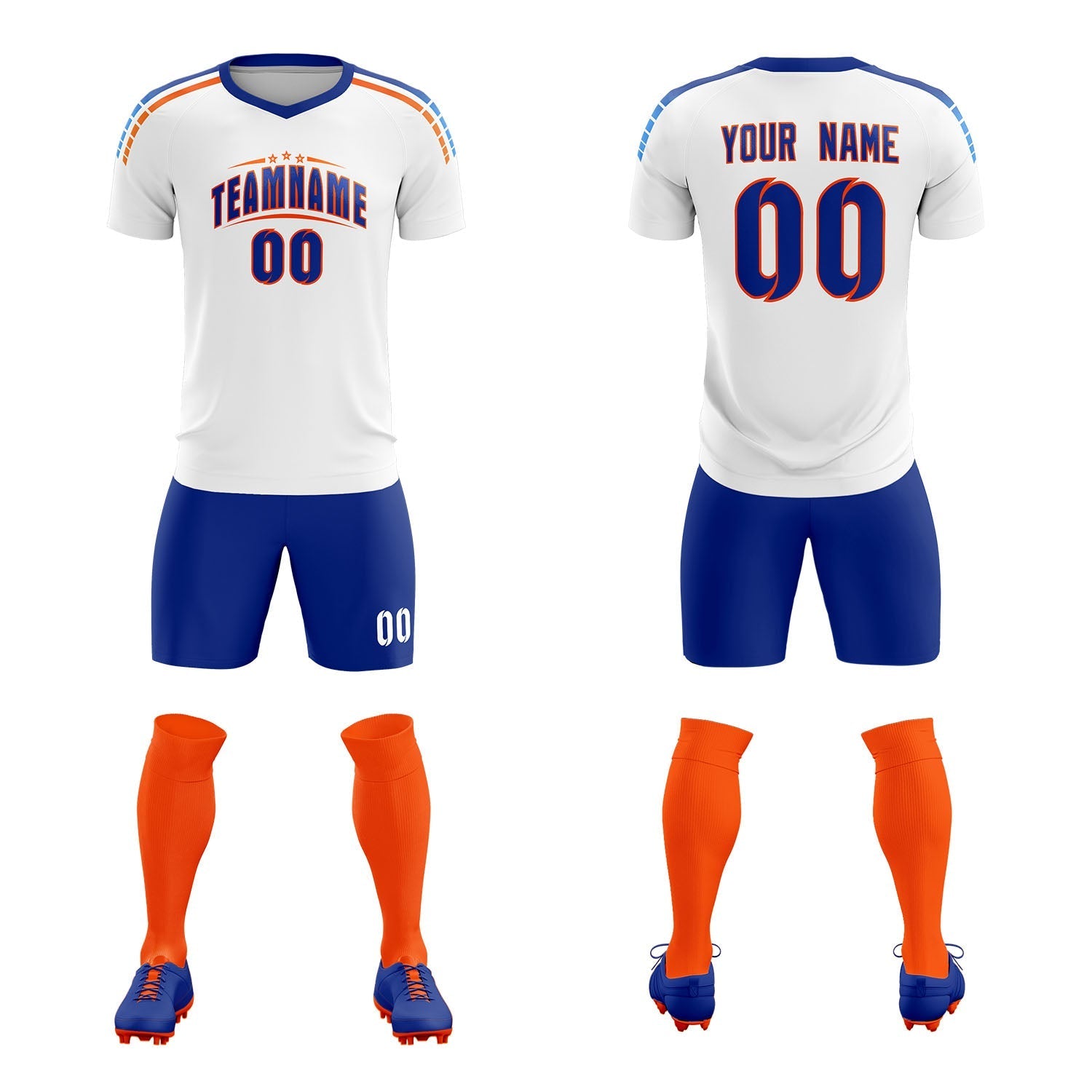 Custom White Raglan Shoulder Striped Football Kit Jersey