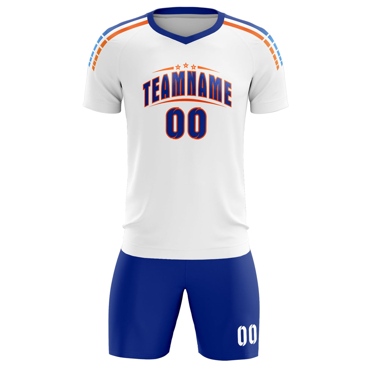 Custom White Raglan Shoulder Striped Football Kit Jersey