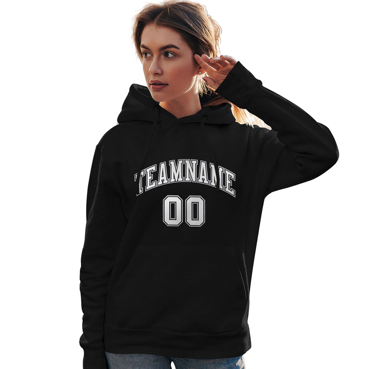 Custom Black White-Gray Classic Style Personalized Sport Pullover Hoodie| KXKSHOP