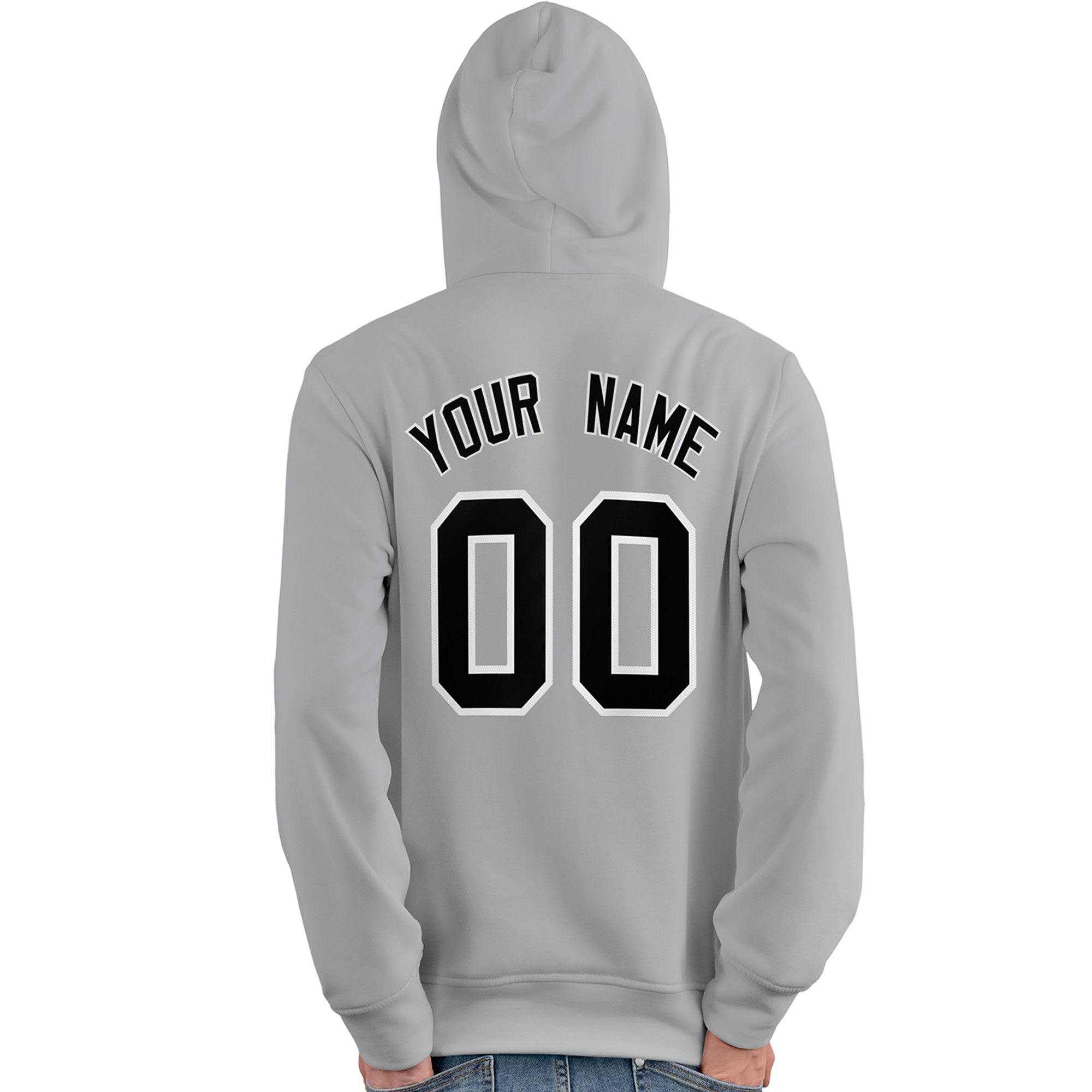 Custom Gray Black-White Classic Style Personalized Sport Pullover Hoodie| KXKSHOP