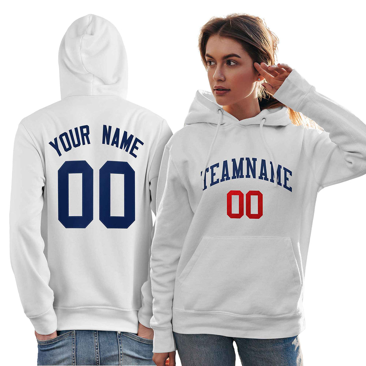 Custom White Navy-Red Classic Style Personalized Sport Pullover Hoodie| KXKSHOP