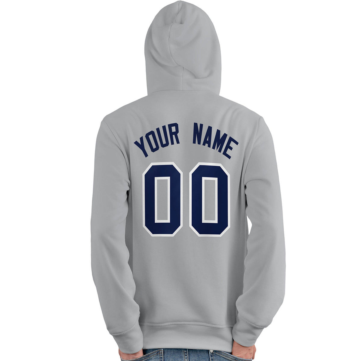 Custom Gray Light Blue-Navy Classic Style Personalized Sport Pullover Hoodie| KXKSHOP