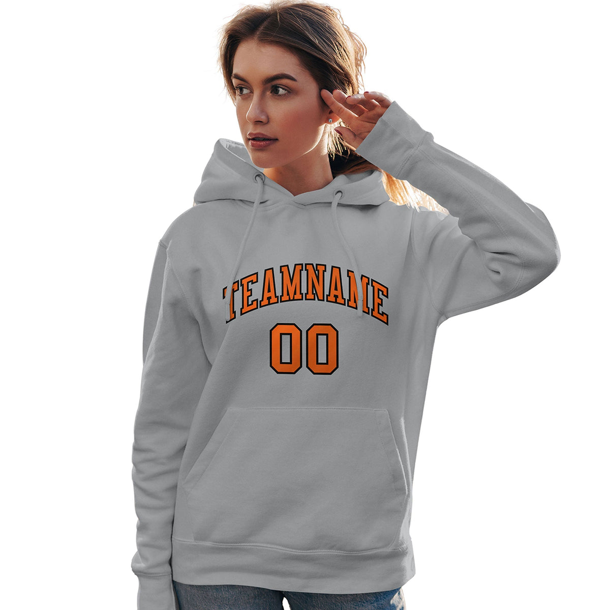 Custom Gray Orange-Black Classic Style Personalized Sport Pullover Hoodie| KXKSHOP