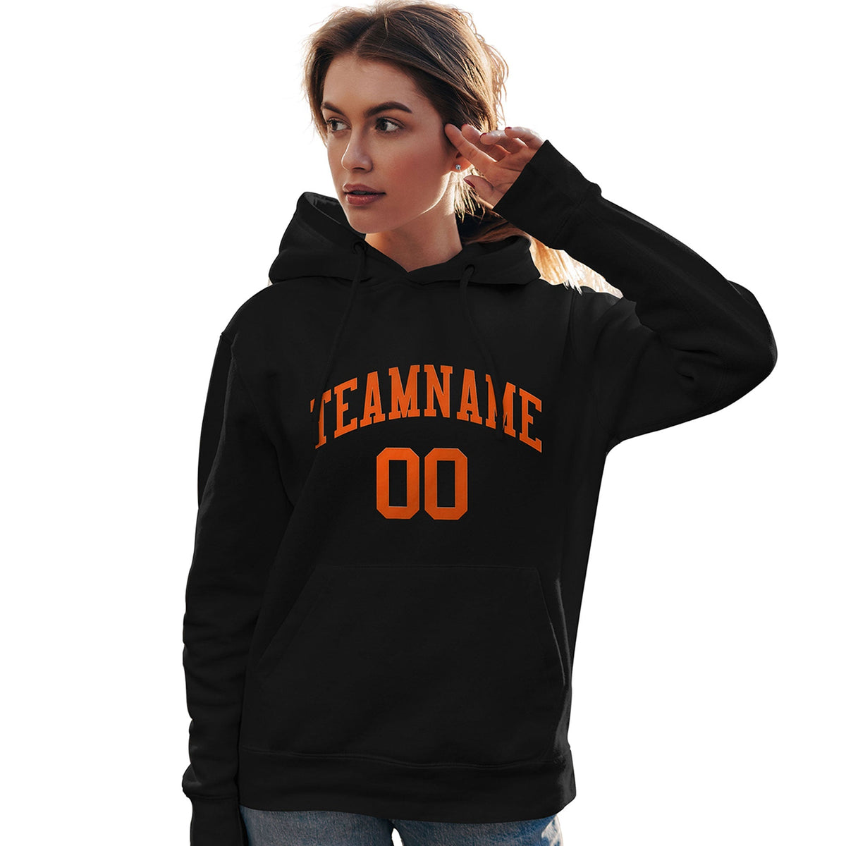 Custom Black Orange Classic Style Personalized Sport Pullover Hoodie| KXKSHOP