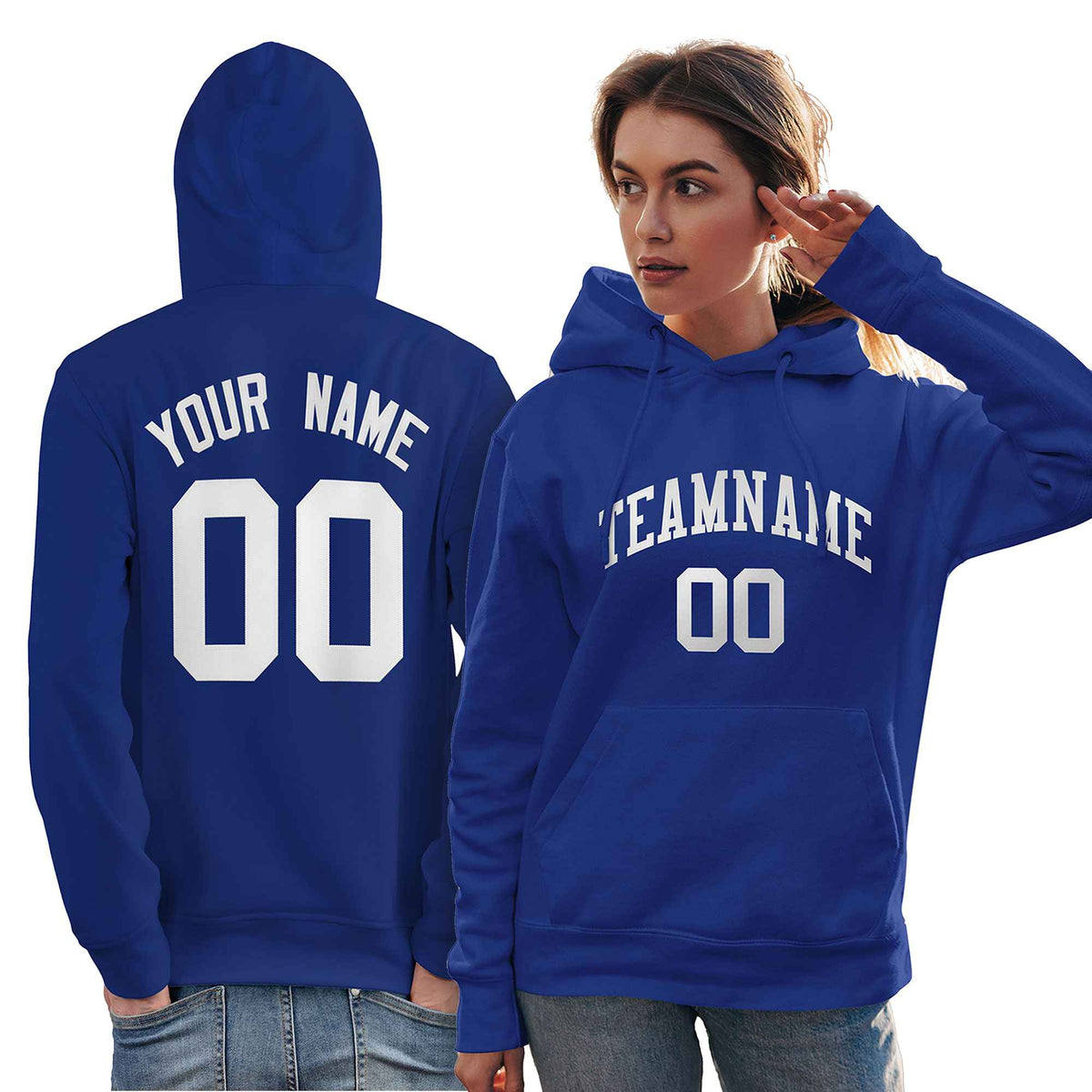 Custom Royal White Classic Style Personalized Sport Pullover Hoodie| KXKSHOP