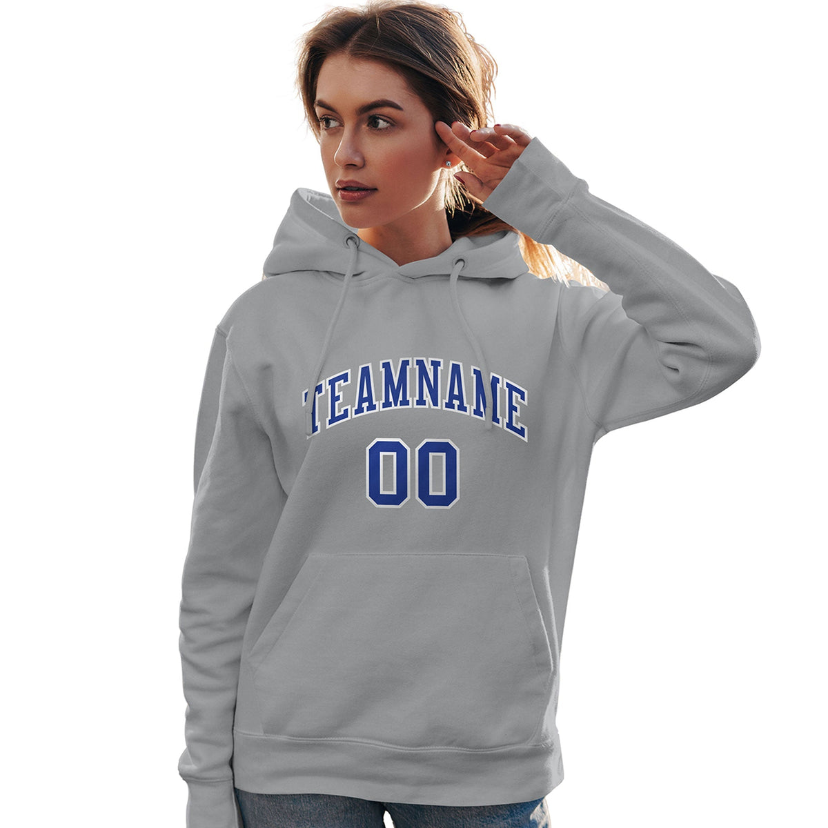Custom Gray Royal-White Classic Style Personalized Sport Pullover Hoodie| KXKSHOP