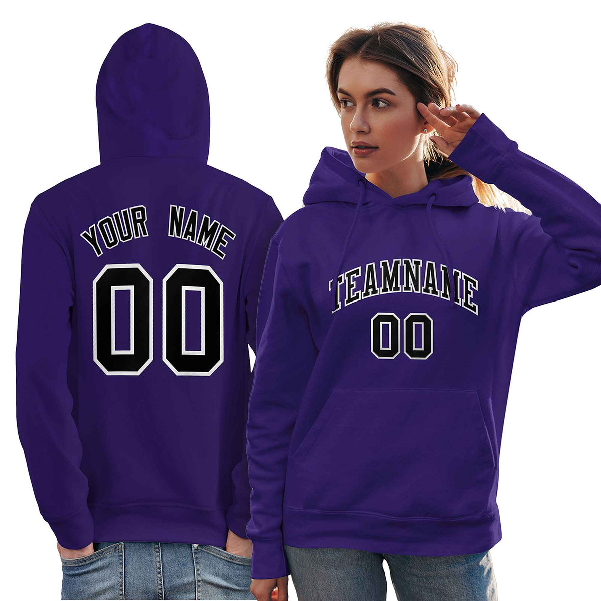 Custom Purple Black-White Classic Style Personalized Sport Pullover Hoodie| KXKSHOP