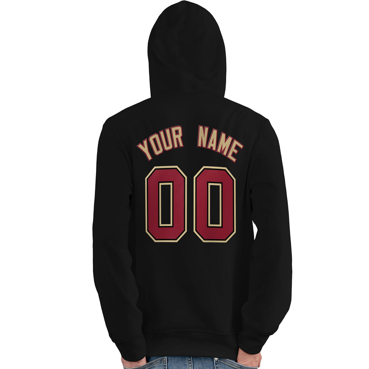 Custom Black Old Gold-Cardinal Classic Style Personalized Sport Pullover Hoodie| KXKSHOP