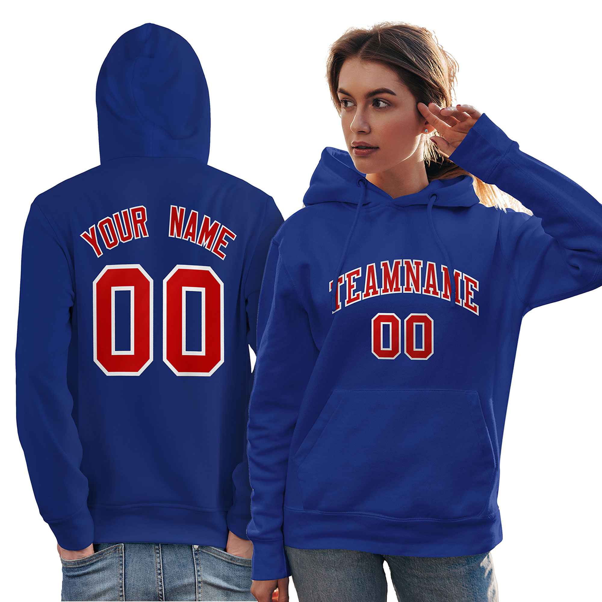 Custom Royal Red-White Classic Style Personalized Sport Pullover Hoodie| KXKSHOP