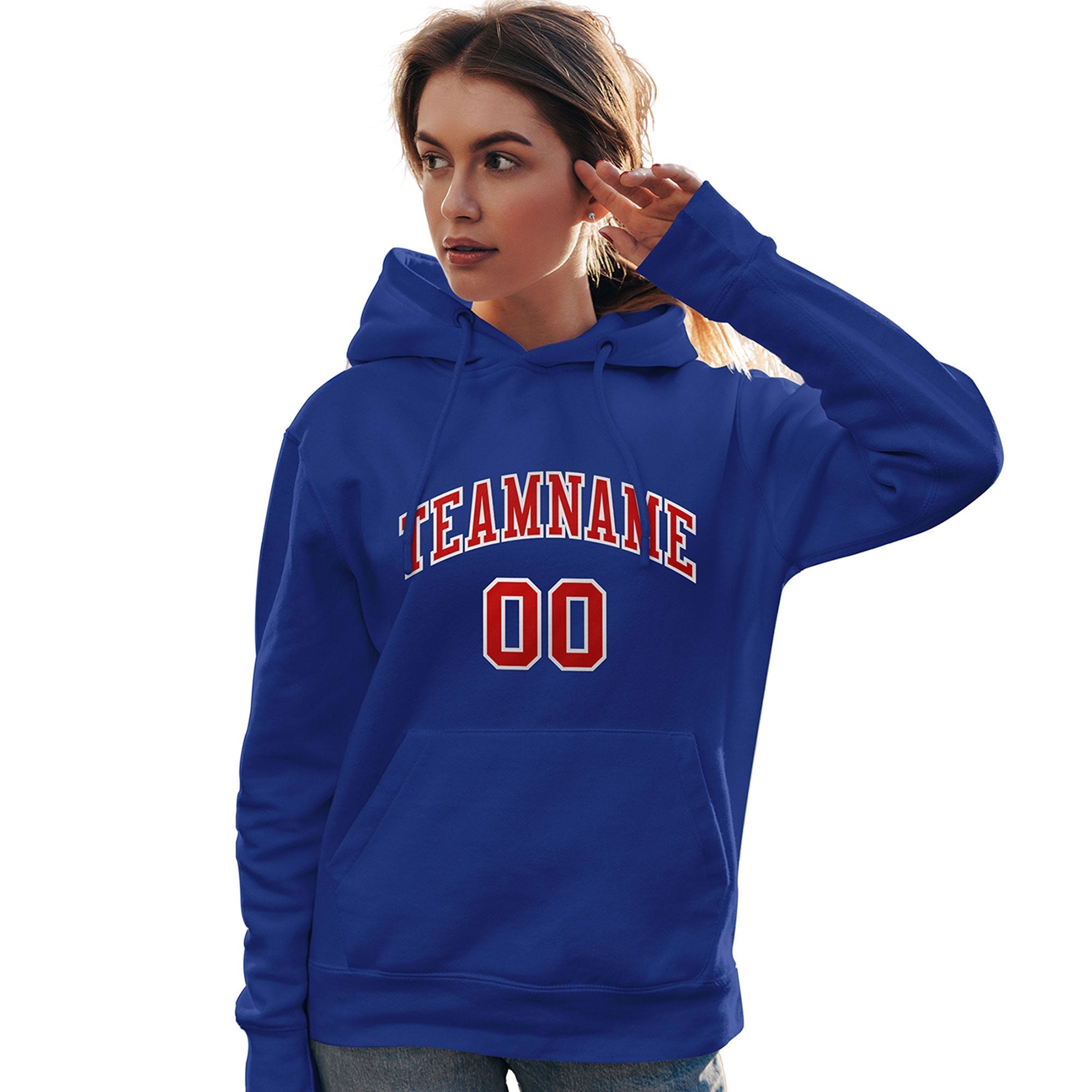 Custom Royal Red-White Classic Style Personalized Sport Pullover Hoodie| KXKSHOP