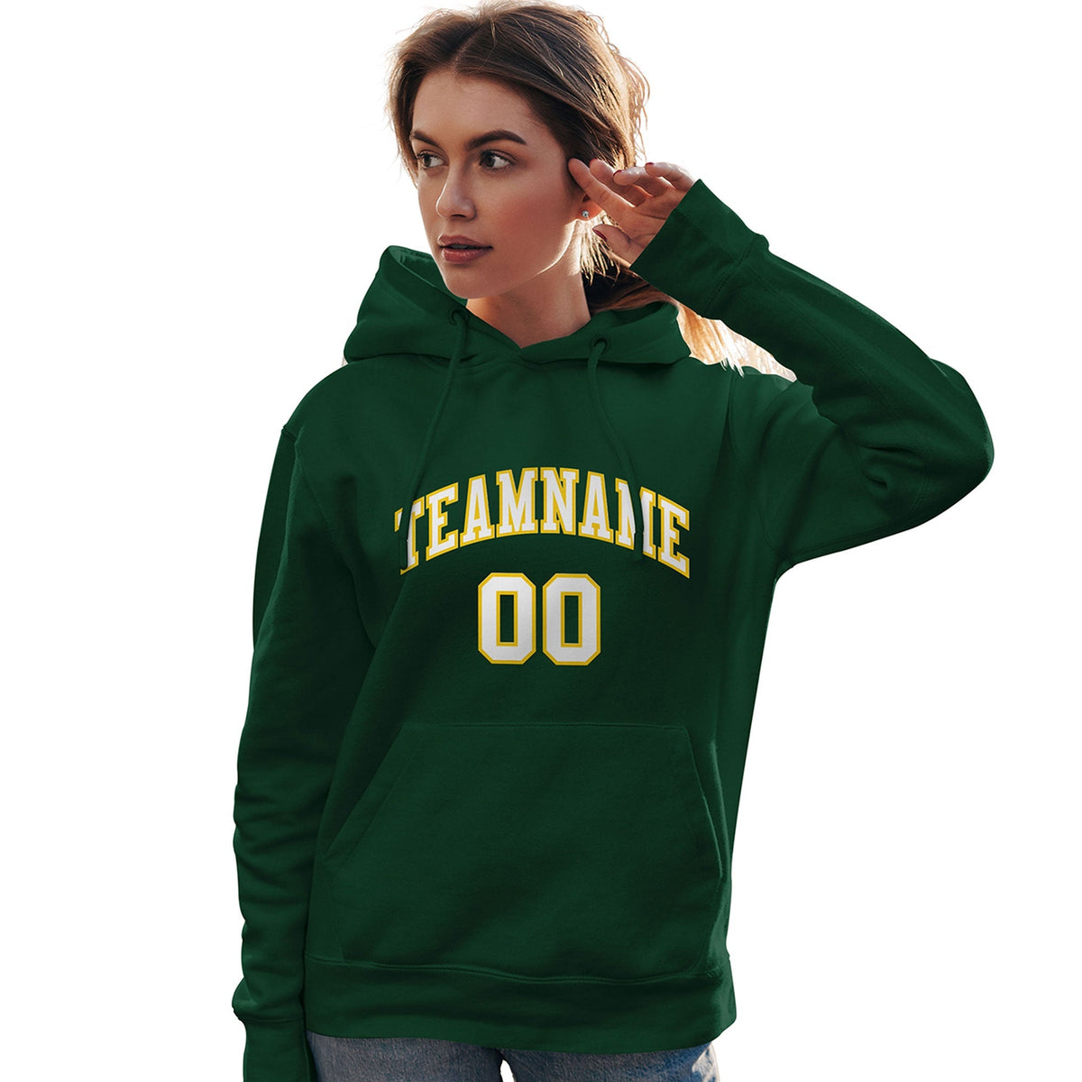 Custom Green White-Gold Classic Style Personalized Sport Pullover Hoodie| KXKSHOP