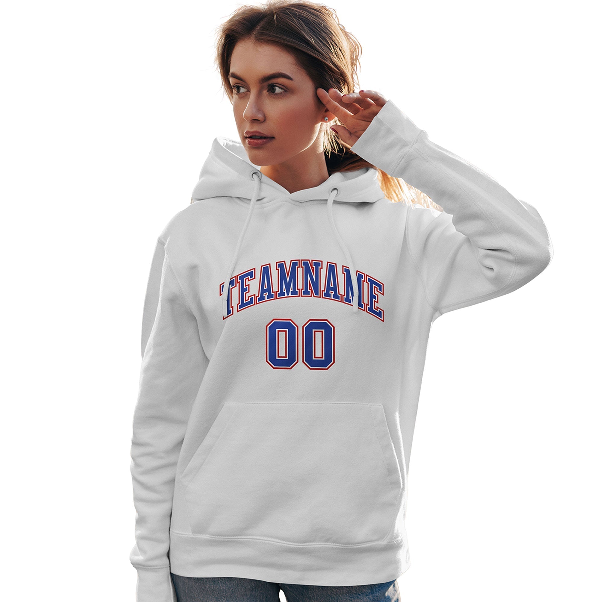 Custom White Royal-Red Classic Style Personalized Sport Pullover Hoodie| KXKSHOP