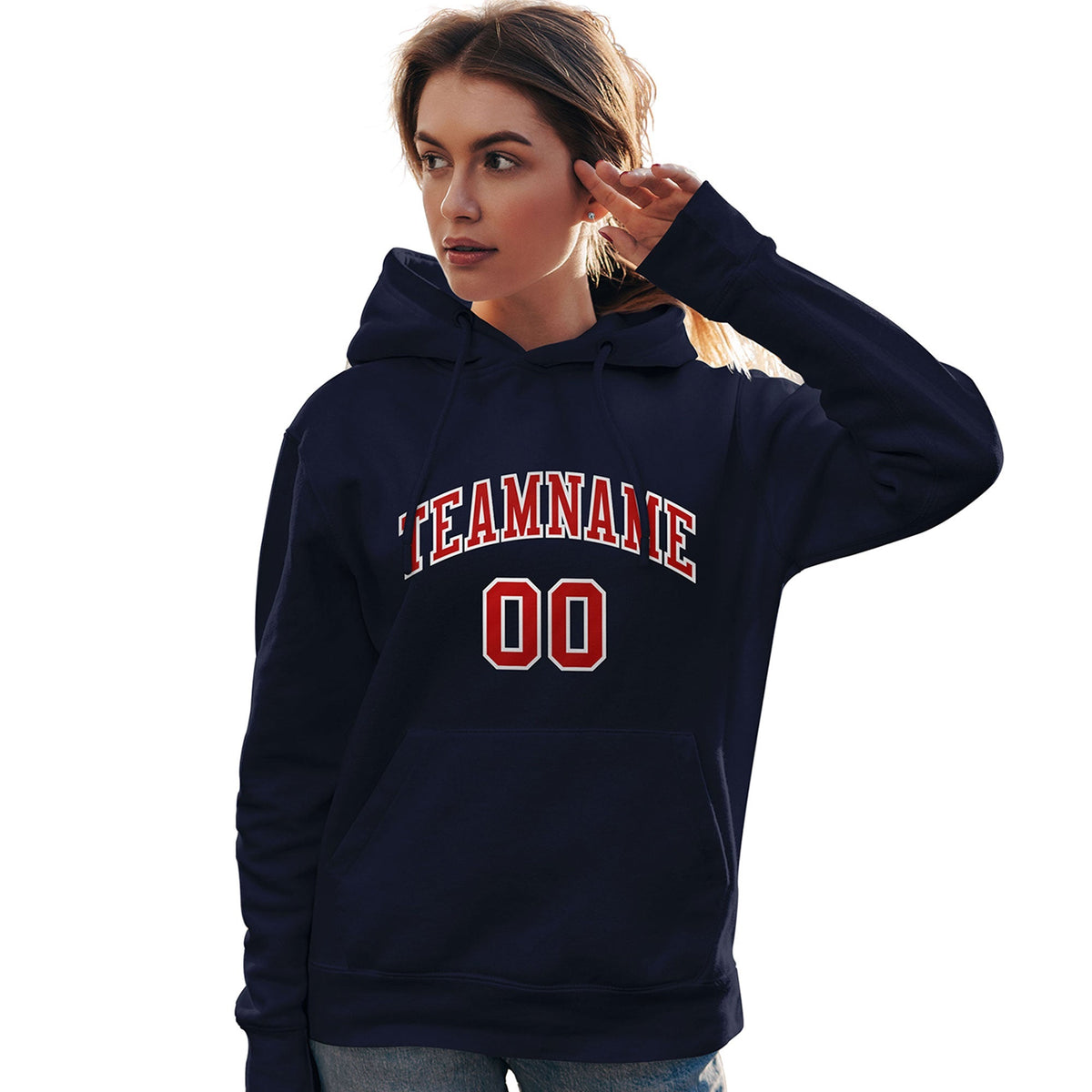 Custom Navy Red-White Classic Style Personalized Sport Pullover Hoodie| KXKSHOP