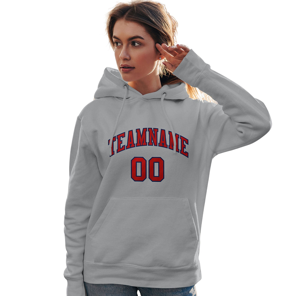 Custom Gray Red-Royal Classic Style Personalized Sport Pullover Hoodie| KXKSHOP