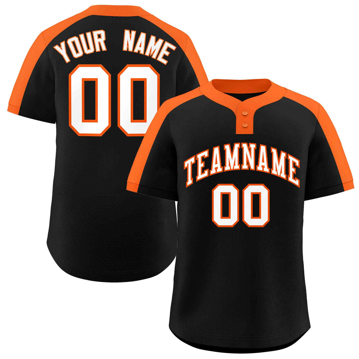 Custom Black White-Orange Classic Style Authentic Two-Button Softball Jersey