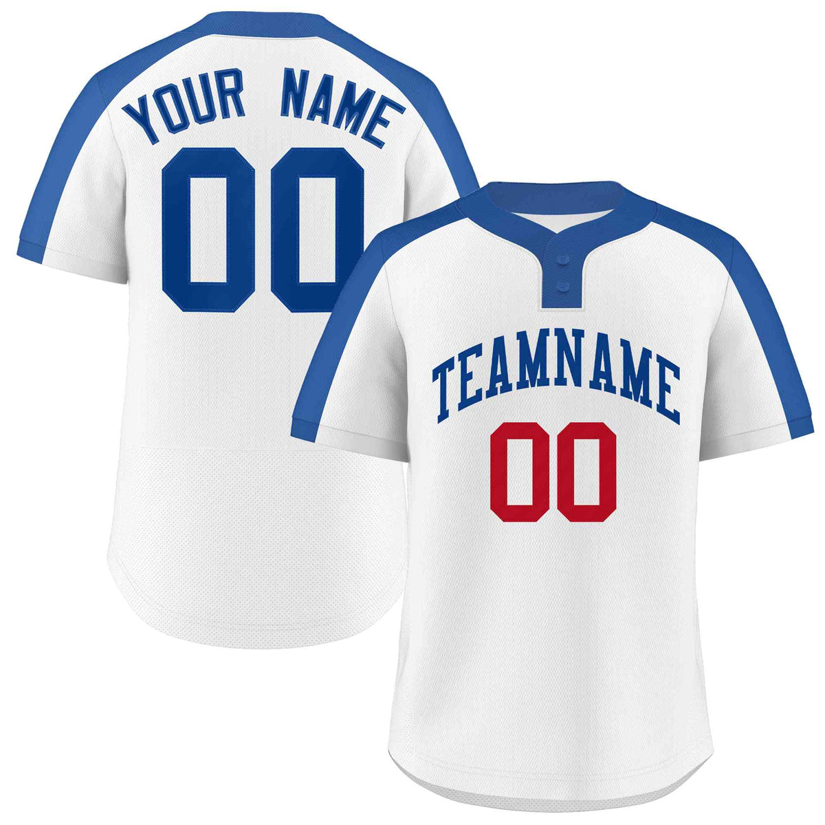 Custom White Royal Classic Style Authentic Two-Button Softball Jersey
