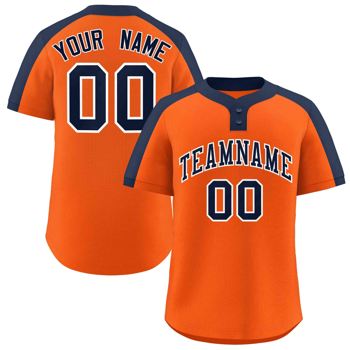Custom Orange Navy-White Classic Style Authentic Two-Button Softball Jersey