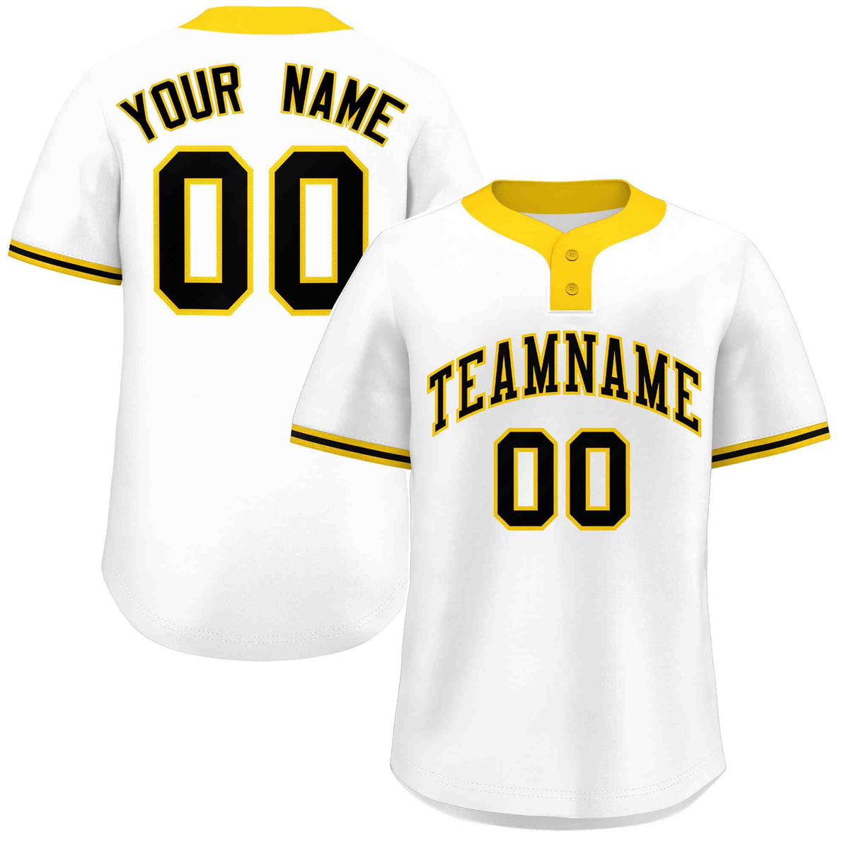 Custom White Black-Gold Classic Style Authentic Two-Button Softball Jersey