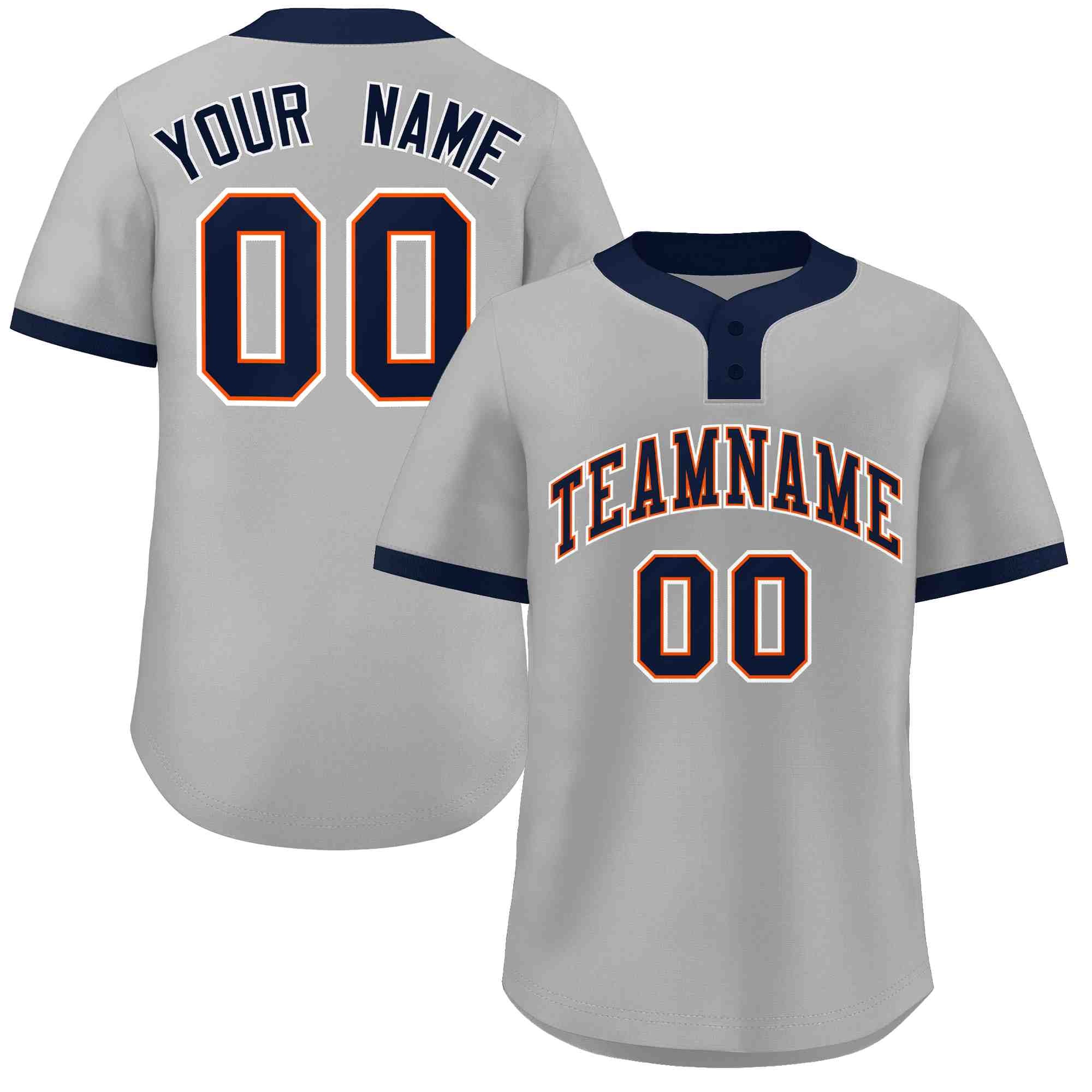 Custom Gray Navy-White Classic Style Authentic Two-Button Softball Jersey