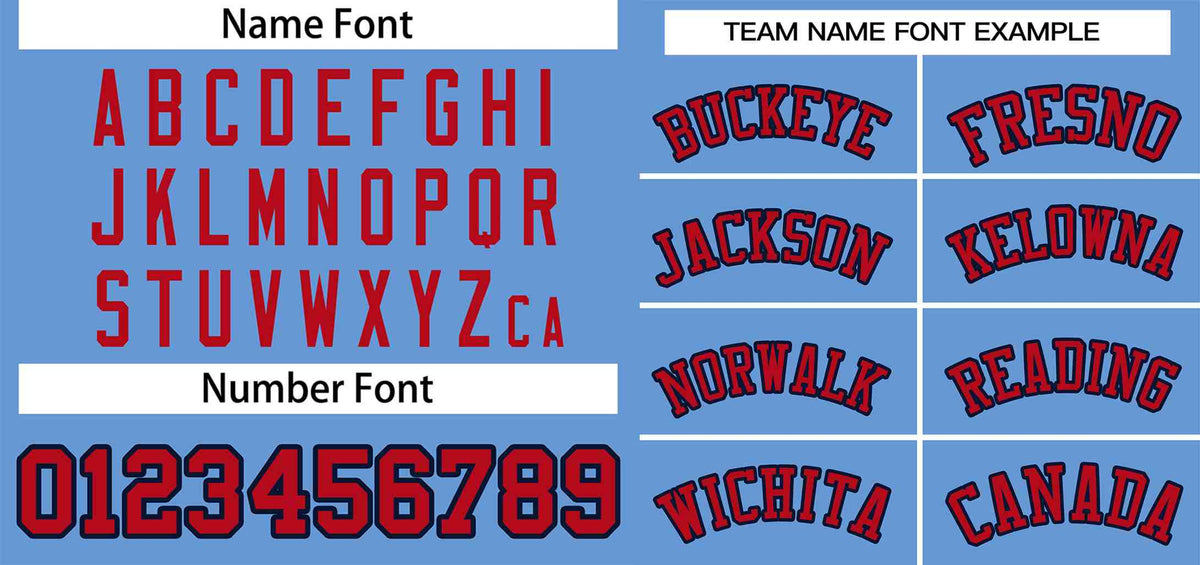 Custom Light Blue Red-Navy Classic Style Authentic Two-Button Softball Jersey