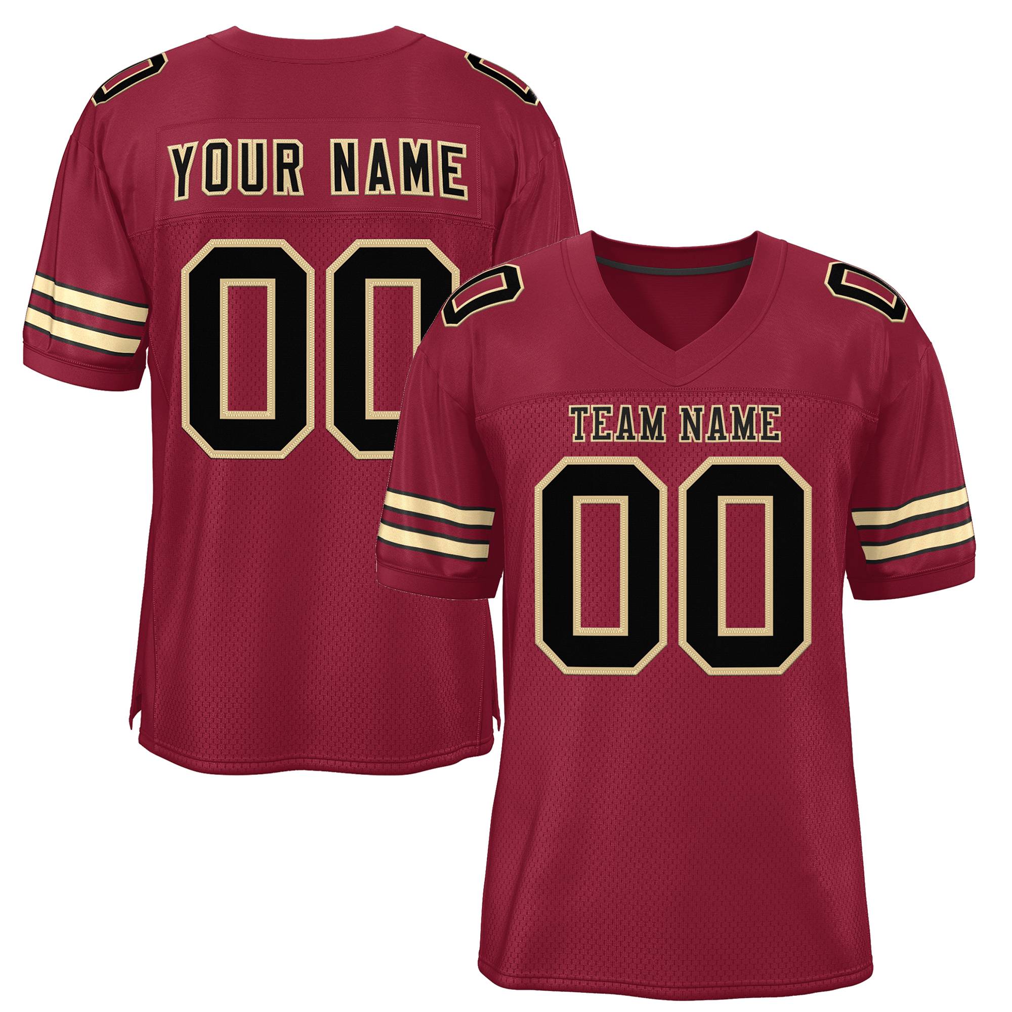 Custom Cardinal Black Old-Gold Classic Style Mesh Authentic American Football Jersey| KXKSHOP