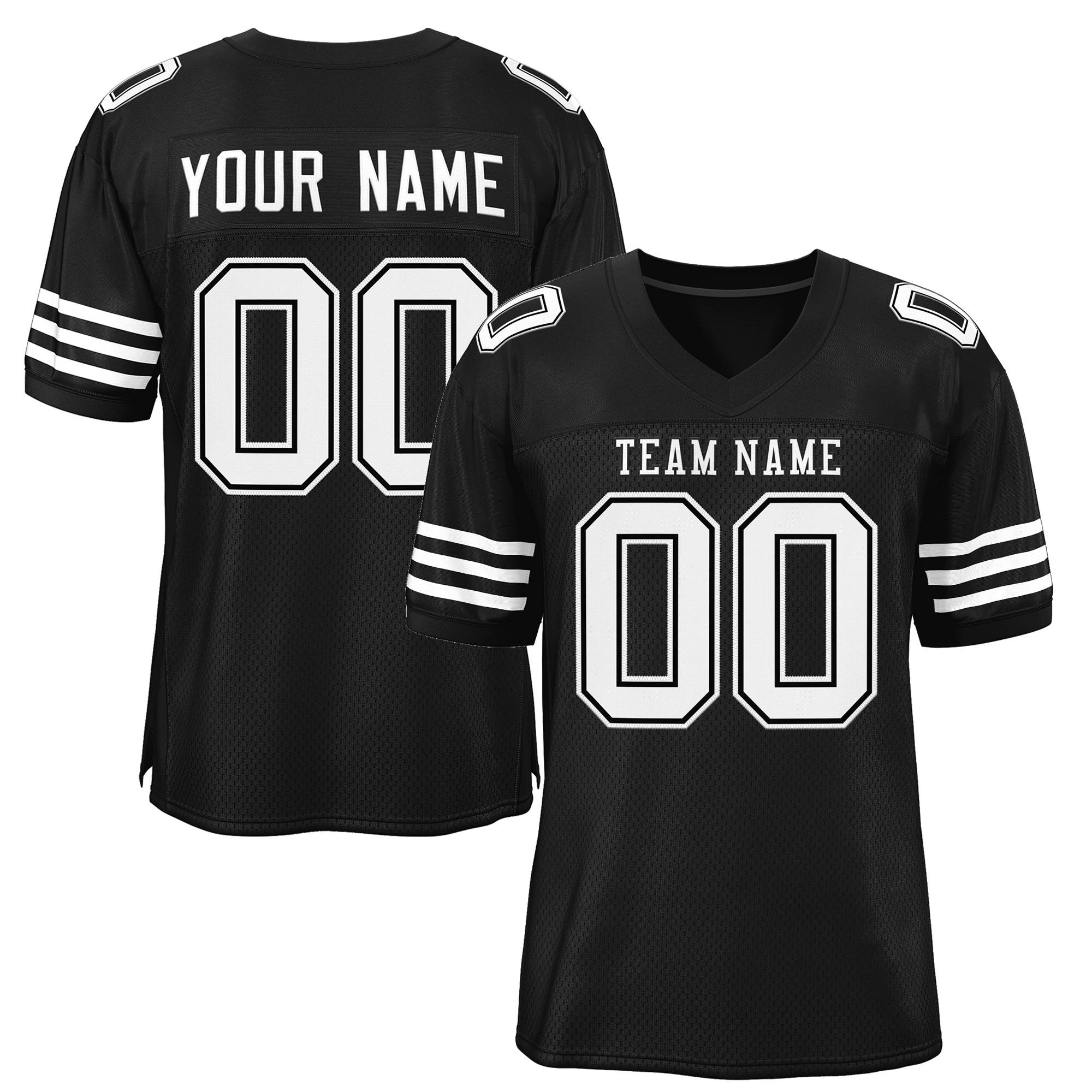 Custom Black White Classic Style Mesh Authentic American Football Jersey| KXKSHOP